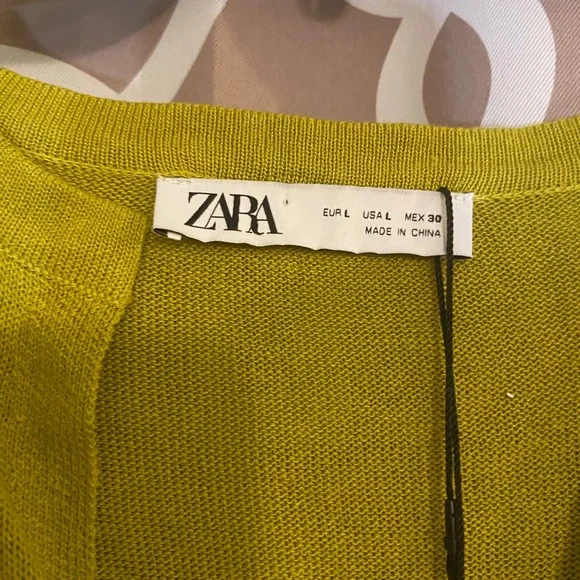 New Zara dress, shade mustard yellow (it shows green but it’s not), size Large. - Picture 2 of 2